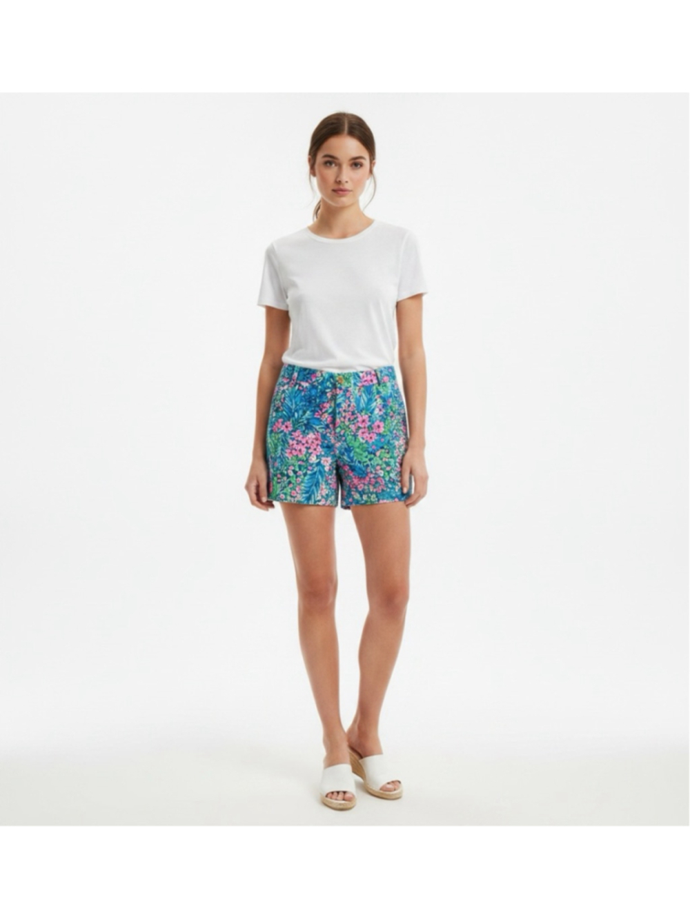 Lilly Pulitzer Tropical Floral Shorts in Blue, Pink & Green